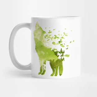 Green Wolf woodland creature watercolour print Mug